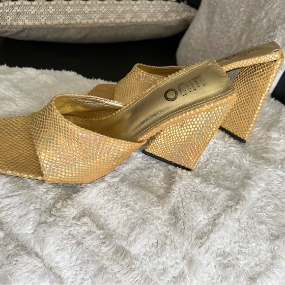 EGO brand Block Heel Mule Metallic Gold Size 8 - Picture 2 of 5